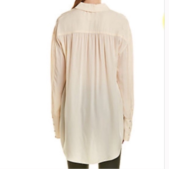 Cinq á Sept Rosalie Ruffle Button Front Shirt Oversized Silhouette Cream - Picture 2 of 16